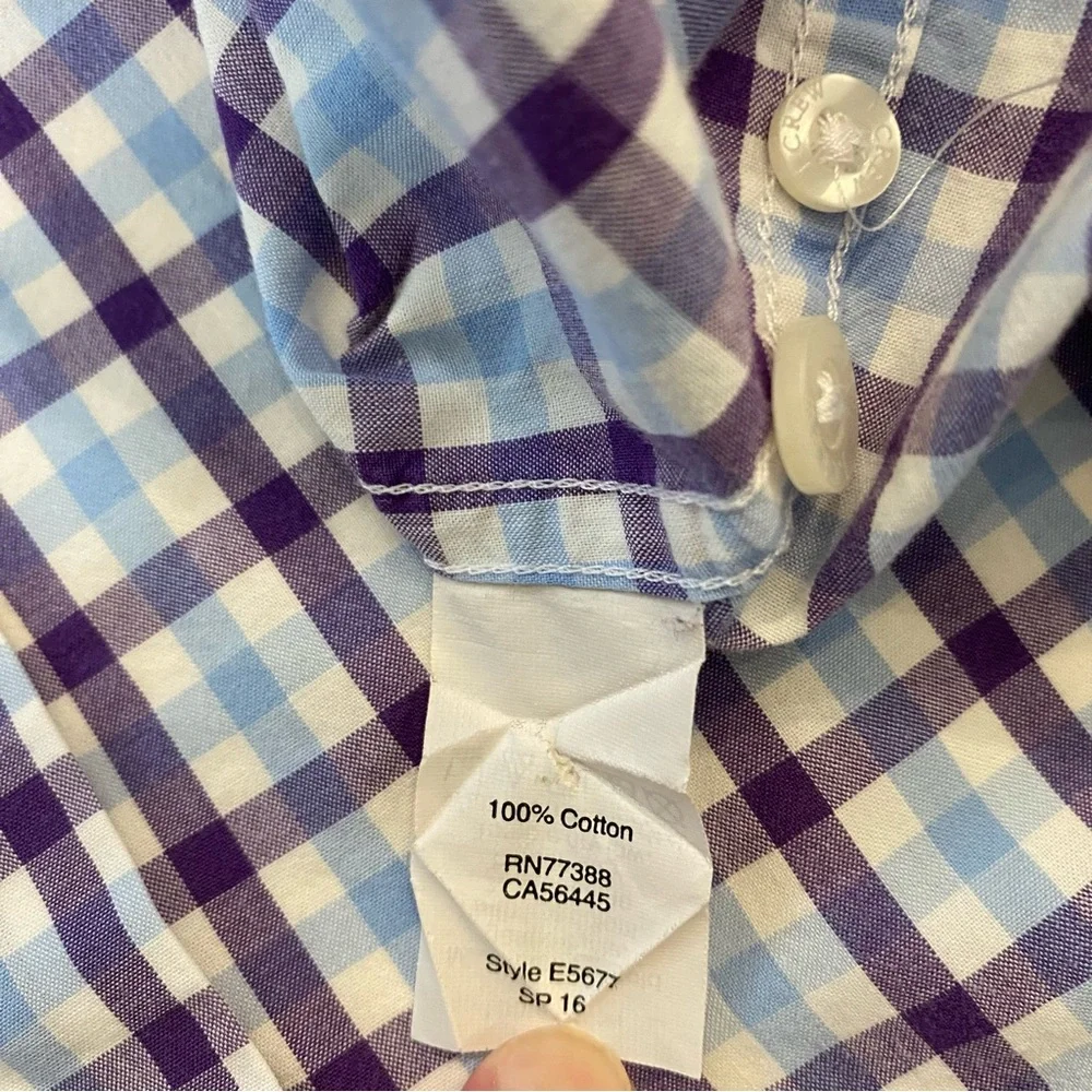 J Crew Men’s Long Sleeve Slim Fit Button Down Shirt.  XL. BL/Purple/White Plaid.